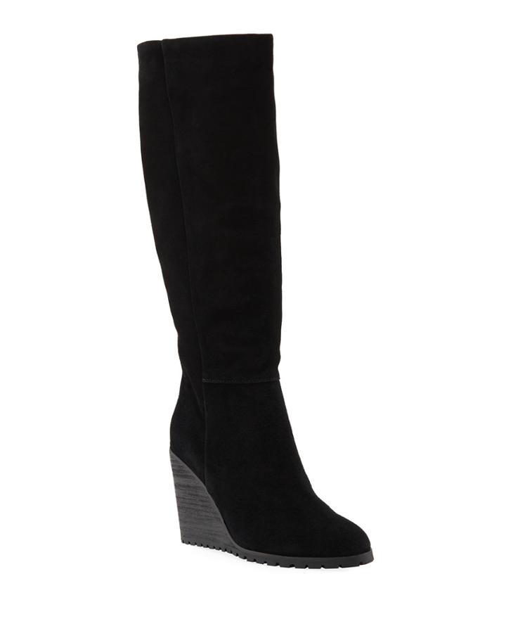 Cleveland Suede Wedge Knee Boots