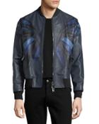 Leather Camu Butterfly Bomber