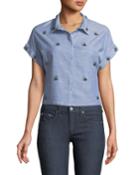 Cropped Beaded Button-front