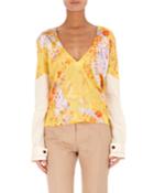 V-neck Long-sleeve Burnout Jacquard Top