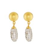 24k Small Cocoon Diamond Pav&eacute; Earrings