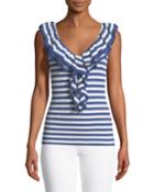 Quill Ruffle-neck Ribbed Tank Top