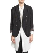 Striped Jewel-pocket Two-button Blazer, Black