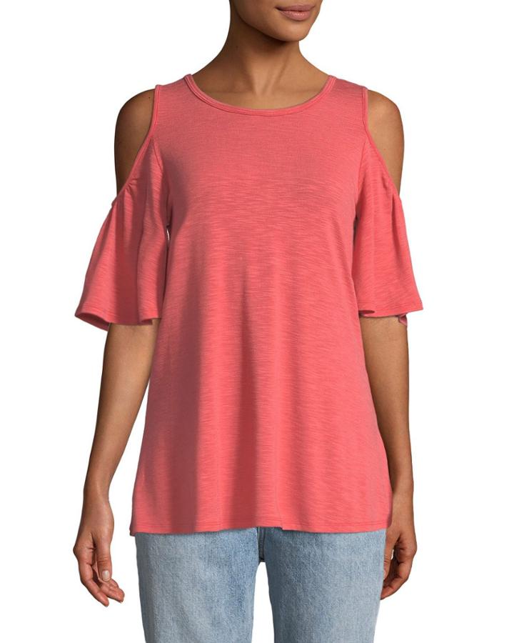 Lace-up Back Cold-shoulder Tee