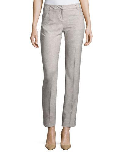 Crepe Straight-leg Pants, Taupe