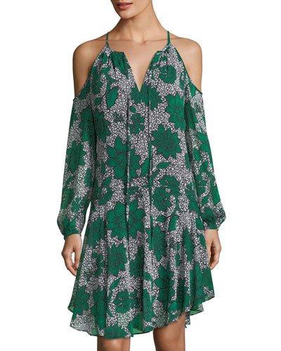 Floral-print Cold-shoulder Boho Dress
