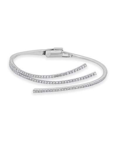 14k White Gold Diamond Wave Bangle,