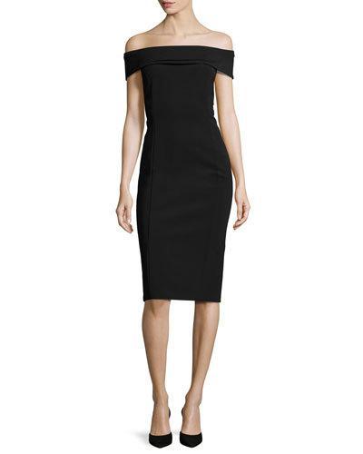 Maquette Off-the-shoulder Jersey Sheath Dress, Black