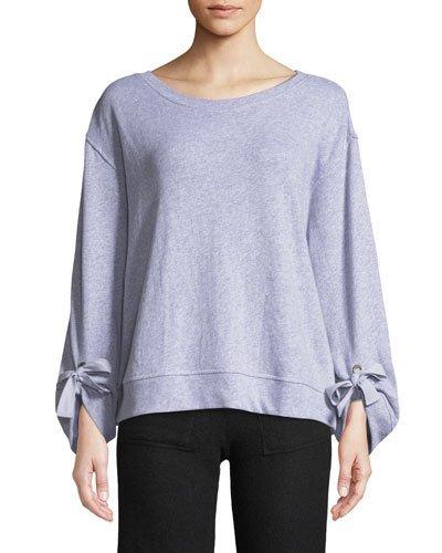 Tie-sleeve Pullover Sweatshirt, Gray