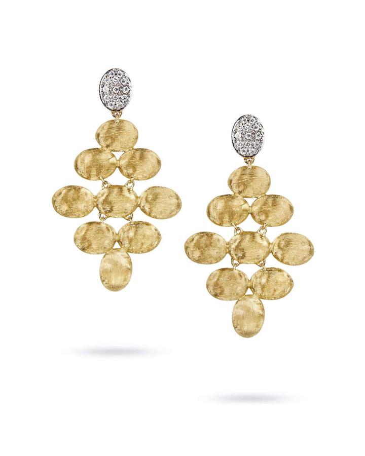 Siviglia 18k Gold Diamond Pave Small Rhomboid Earrings