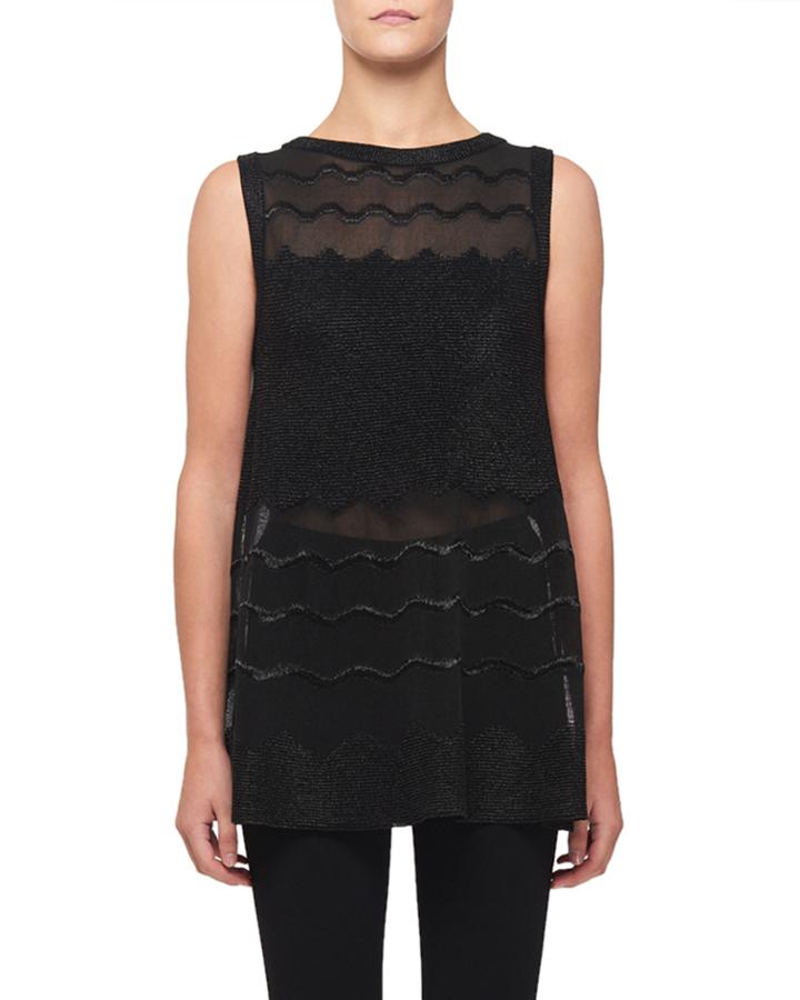 Sheer Paneled Raffia Tunic