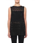 Sheer Paneled Raffia Tunic