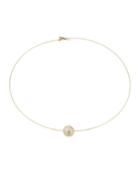 18k Single Pearl Wire Necklace, Golden