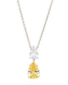 Double Pear-drop Cz Crystal Pendant Necklace, Yellow