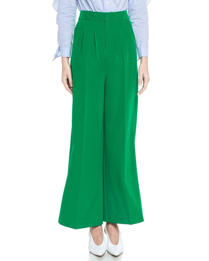 High-waist Wide-leg Crepe Pants