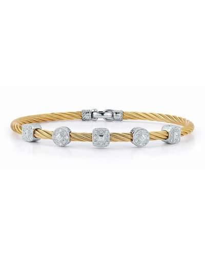 Pave Diamond Five-station Cable Bracelet, Yellow