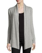 Cashmere Basic Open-front Cardigan, Heather Gray
