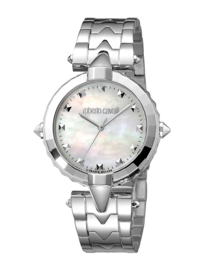 Pointed Bracelet Watch, Pearl White/steel