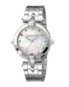 Pointed Bracelet Watch, Pearl White/steel