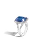 Classic Chain Blue Sapphire & Diamond Pave Ring,