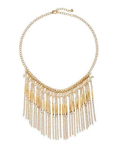 Pearly Chain Fringe Necklace