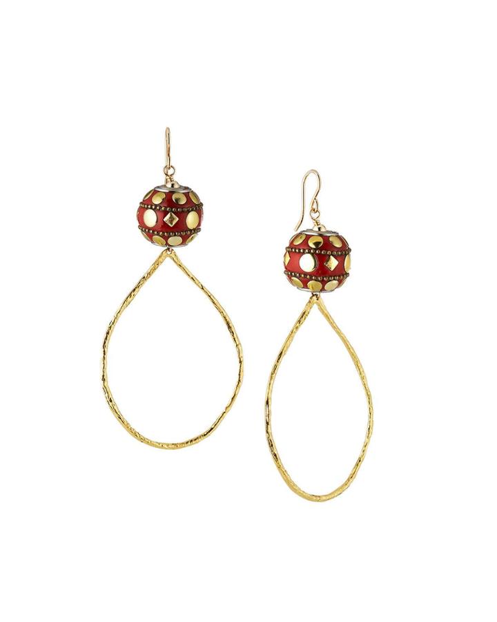 Bead & Teardrop Hoop Earrings