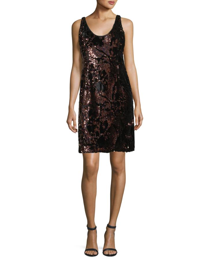 Cora Sleeveless Sequined Velvet Cocktail