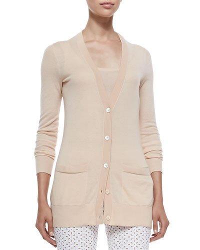 Long Cashmere Cardigan, Nude