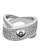 Estate 18k White Gold Diamond Happy Heart Ring,