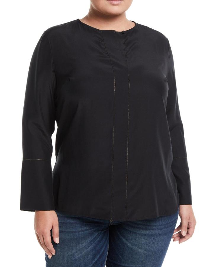 Georgie Long-sleeve Chain-trim Silk Blouse,