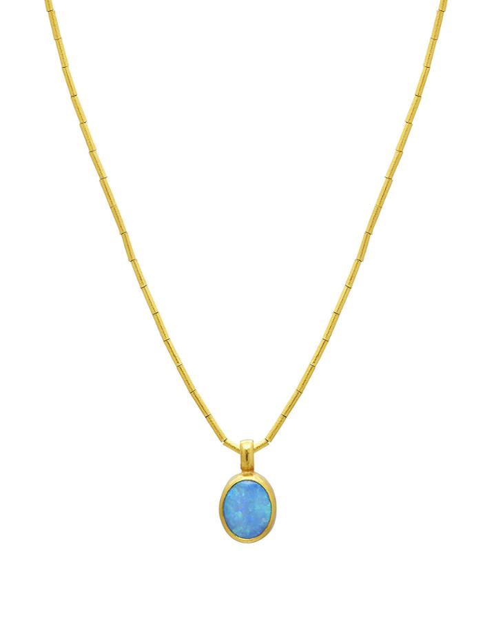 Amulet 24k Opal Oval Pendant Necklace