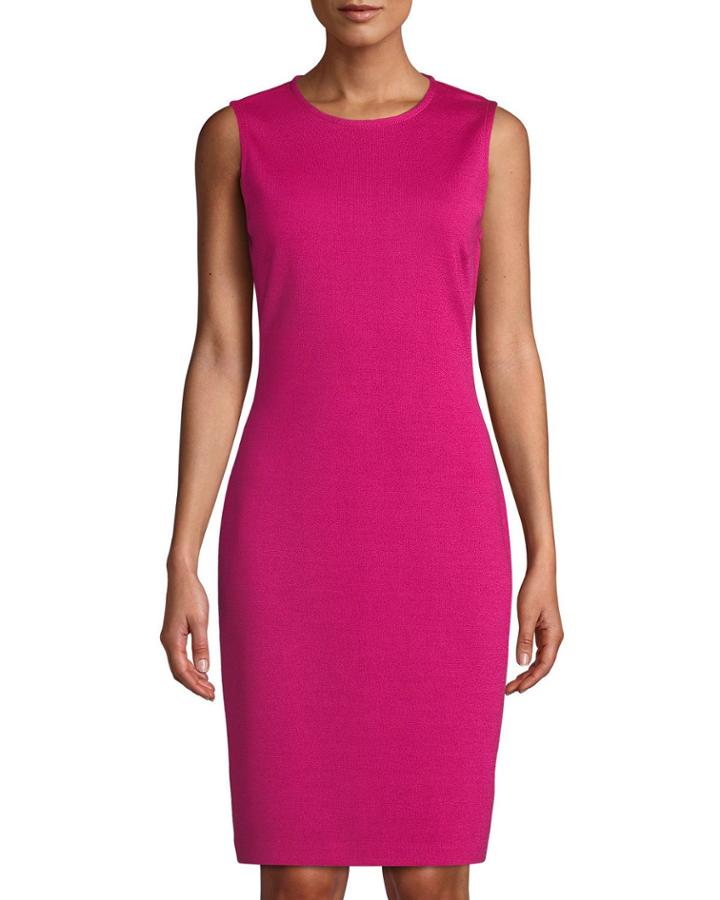 Sleeveless Milano-knit A-line Dress, Pink