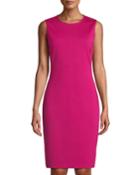 Sleeveless Milano-knit A-line Dress, Pink