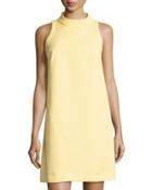Birdseye-jacquard Sleeveless Shift Dress, Yellow/white