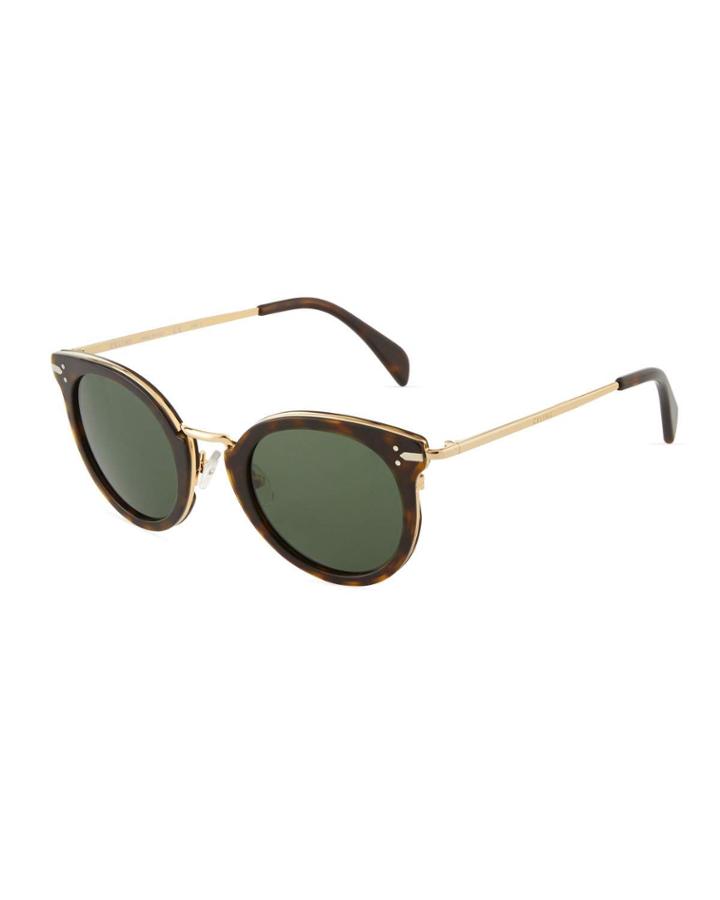 Oversized Round Tortoiseshell Acetate/metal