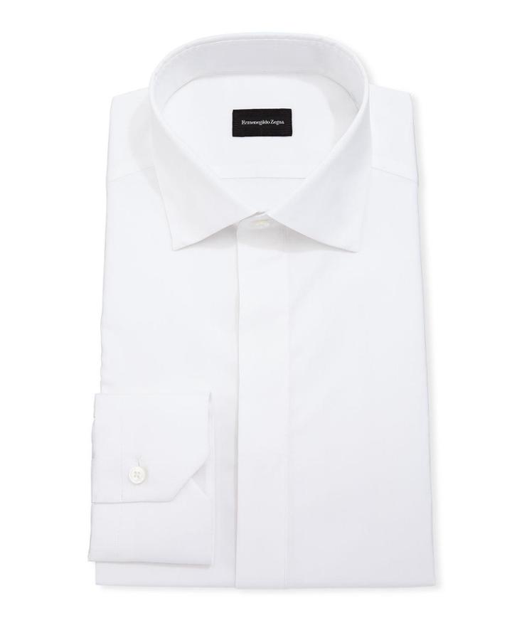 Men's Cotton/silk Hidden-button Formal