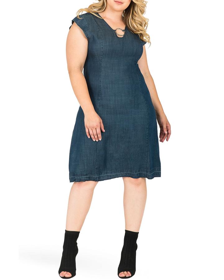 Plus Size Belinda Cap-sleeve Denim