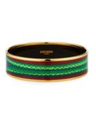 Estate Wide Textured Loop Enamel Bracelet, Burgundy
