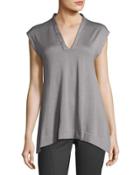 Cashmere-blend V-neck Sleeveless Top, Gray