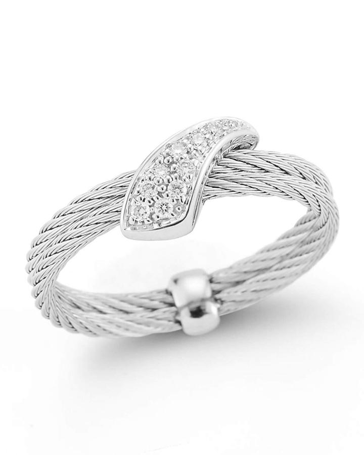 2-row Cable & Diamond Pave Ring,