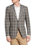 Men's Glen Check Wool-blend Blazer, Gray