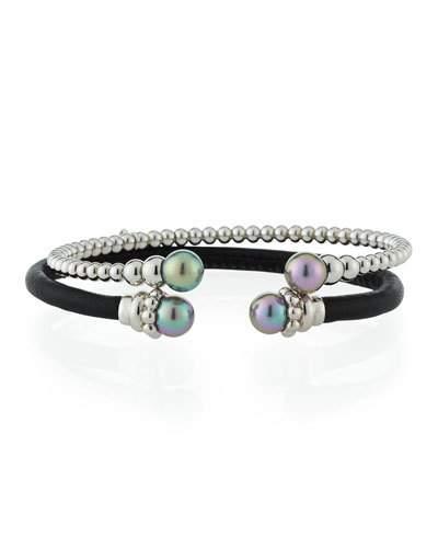 Mixed Leather & Bead Bracelets,