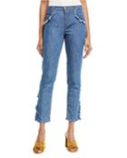 Frayed-trim Crop Jeans