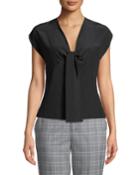 Sleeveless Tie-front V-neck Blouse