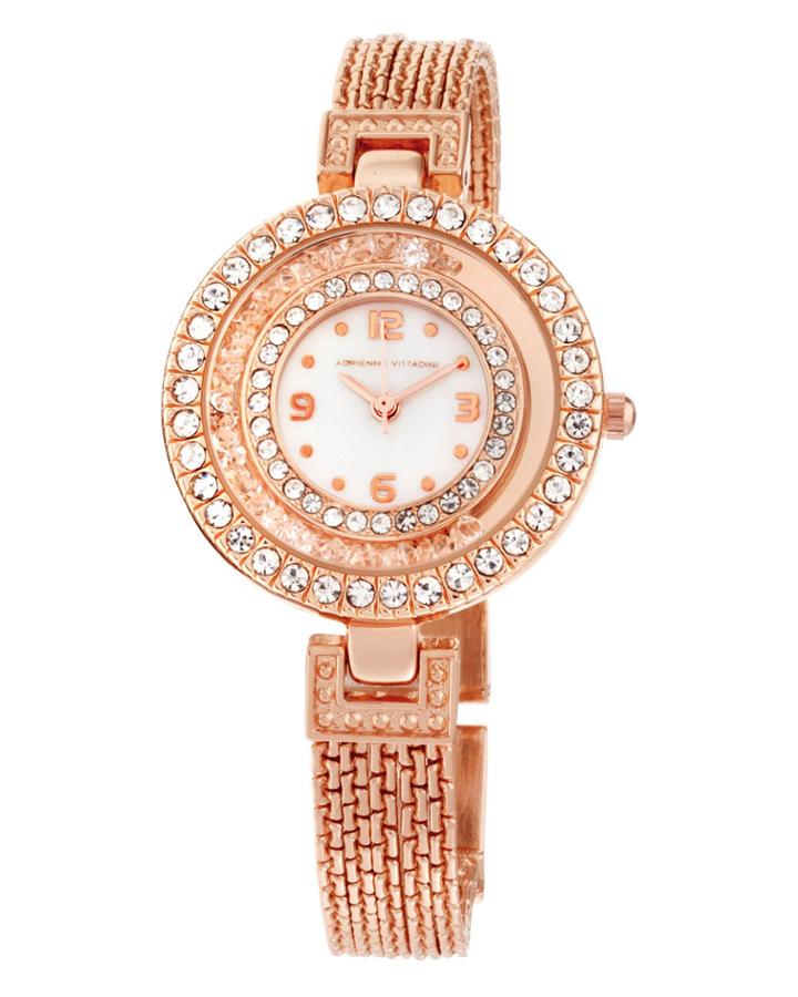 32mm Moving Crystal Watch W/ Bracelet, Rose Gold