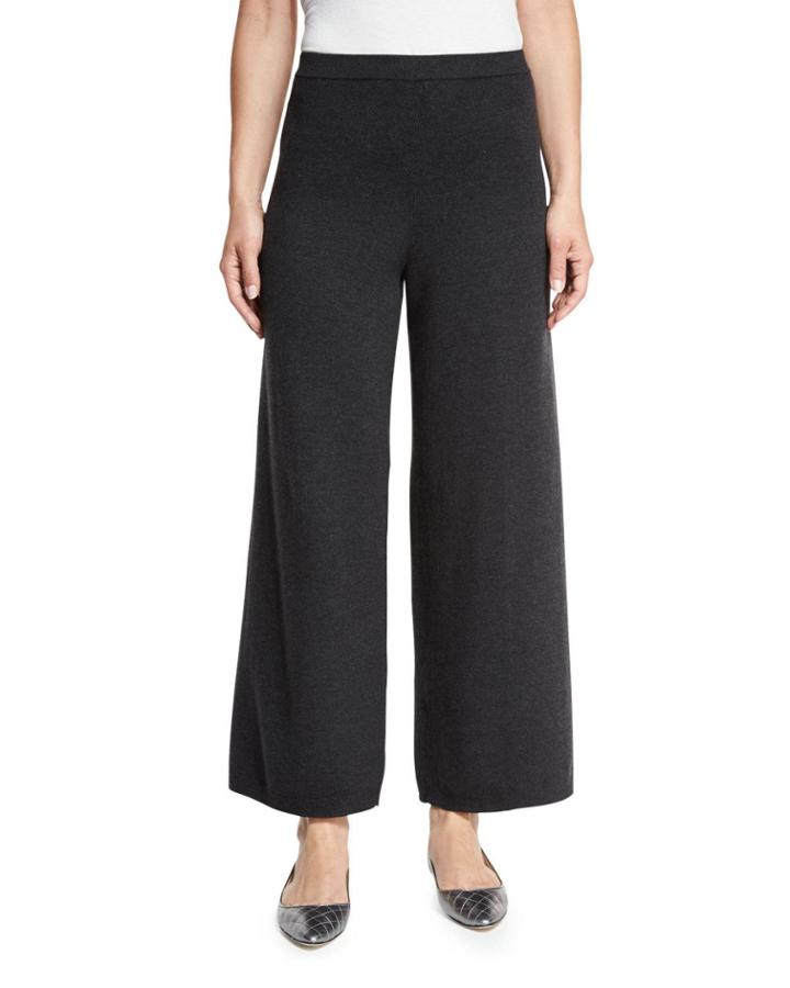 Wide-leg Knit Pants, Charcoal