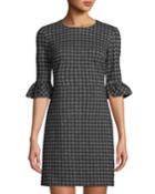 3/4-sleeve Houndstooth Ponte