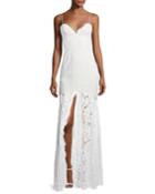 Babe Lace Front-slit Sleeveless Dress