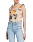 Watercolor Floral Tie-shoulder Bodysuit
