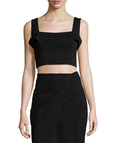 Ponti Sleeveless Crop Top, Black